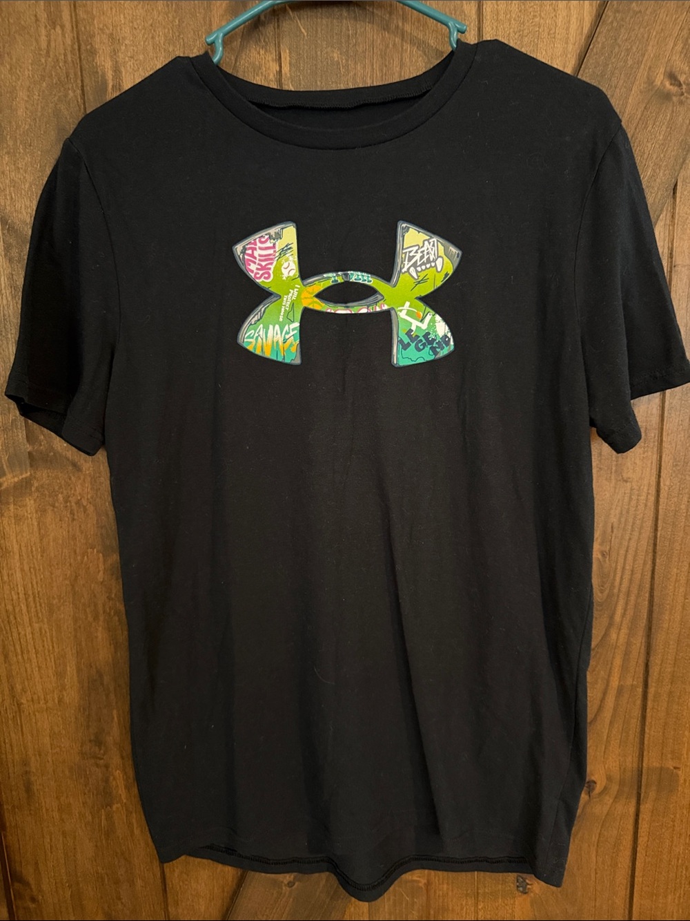 Under Armour Black Short-Sleeve Tee with Multicolor Logo